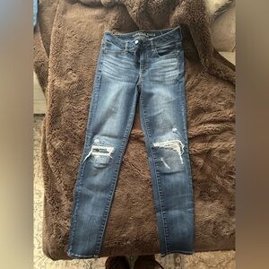 American Eagle Outfitters Ripped Blue Skinny Jeans